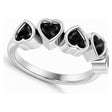 Five Heart Natural Black Onyx Bezel-Set Ring in Sterling Silver 1.00ct
