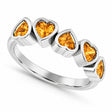 Five Heart Natural Citrine Bezel-Set Ring 14K White Gold (1.1ct)