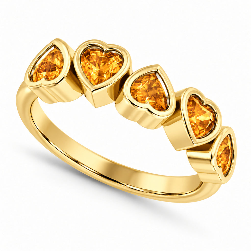 AZ29511 five heart natural citrine ring — reference-matched tilt main view