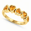 Five Heart Natural Citrine Bezel-Set Ring 14K Yellow Gold
