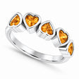 Five Heart Natural Citrine Bezel-Set Ring in Sterling Silver (1.1ct)
