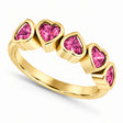 Five Heart Natural Pink Tourmaline Bezel-Set Ring 14K Yellow Gold 1.25ct
