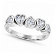 Five Heart Natural White Sapphire Bezel-Set Ring in 14K White Gold 1.70ct