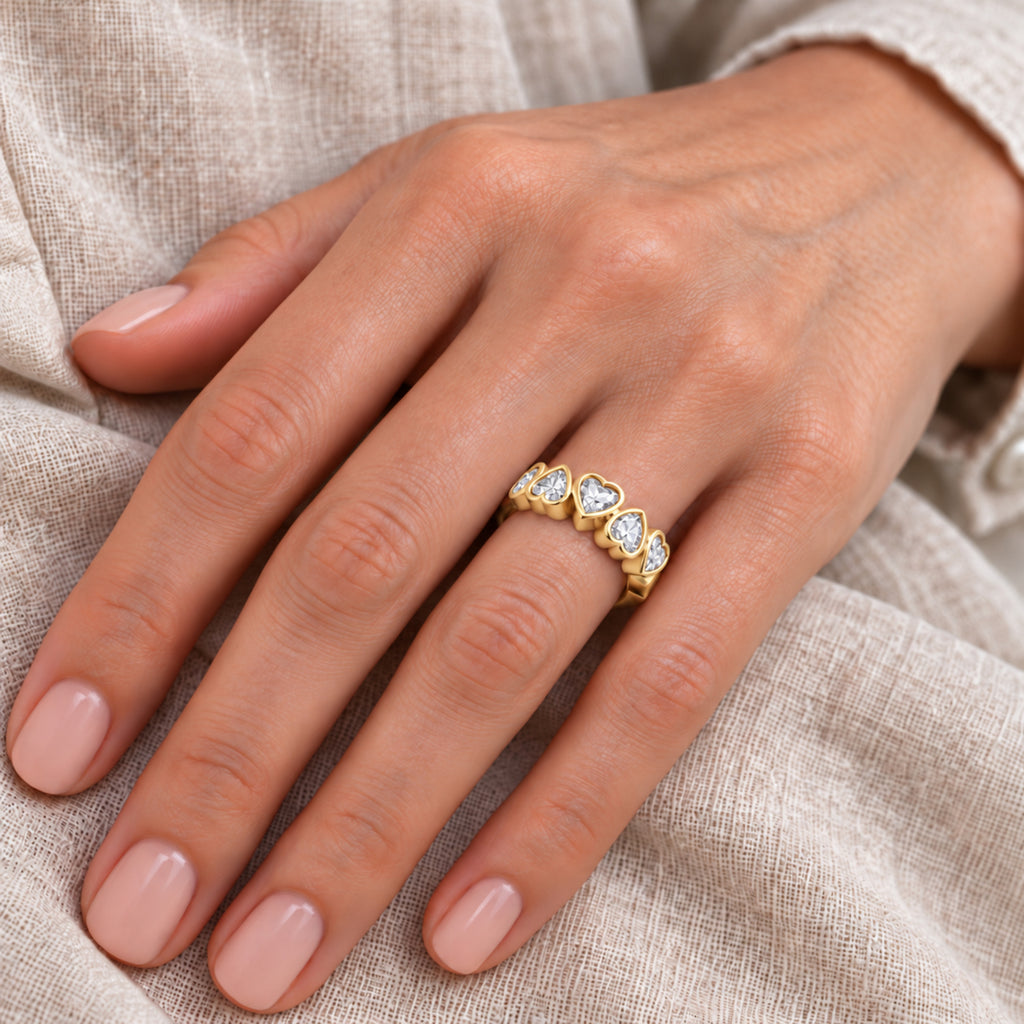 AZ29520 natural white sapphire ring close-up on model hand