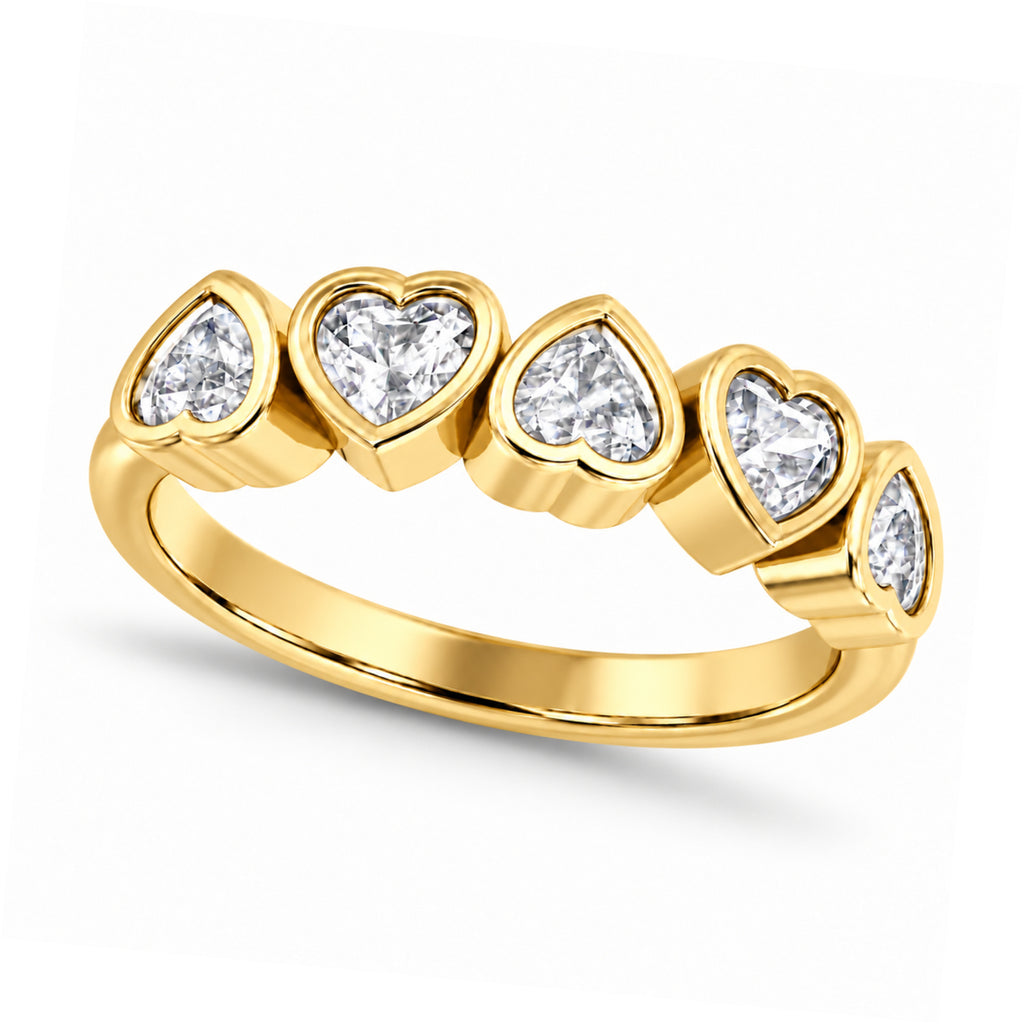 AZ29520 natural white sapphire five-heart ring, 12 degree tilt with realistic soft shadow