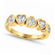 Five Heart Natural White Sapphire Bezel-Set Ring in 14K Yellow Gold 1.70ct