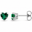 Heart Lab Emerald Stud Earrings 14K White Gold 0.84ct