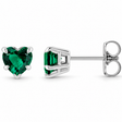 Heart Lab Emerald Stud Earrings Sterling Silver 0.84ct