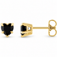 Heart Natural Black Onyx Stud Earrings 14K Yellow Gold 1.00ct