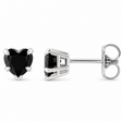 Heart Natural Black Onyx Stud Earrings Sterling Silver 1.00ct