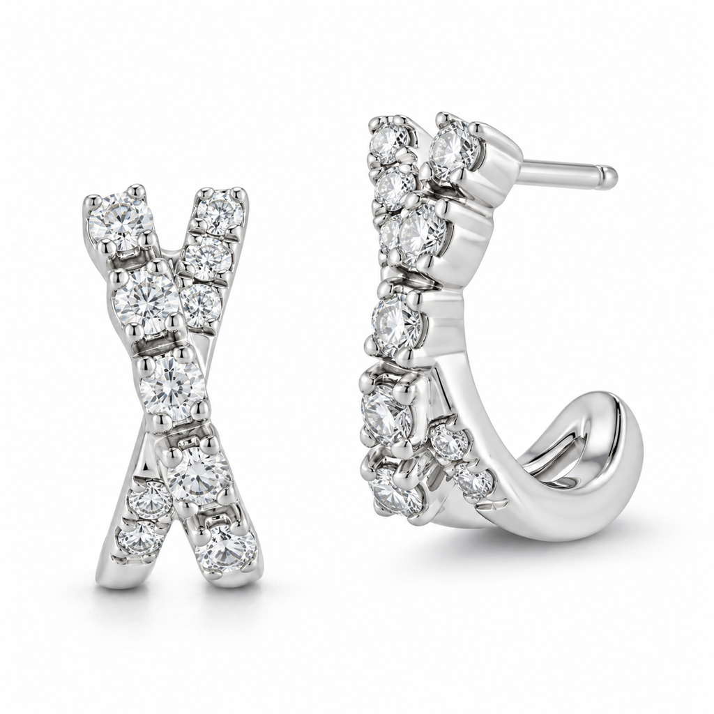 AZ29551LG crossover lab-grown diamond earrings, polished main view with soft shadows
