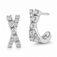 Crossover Mini Pave Diamond Huggie Earrings 14K White Gold 0.16ct