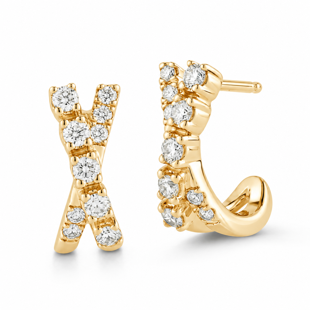AZ29552LG crossover lab-grown diamond earrings, polished main view with soft shadows