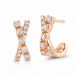 Crossover Mini Pave Lab Grown Diamond Huggie Earrings 14K Rose Gold 0.17ct