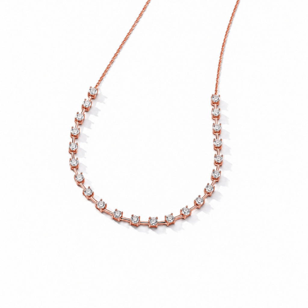 Interval necklace 14K rose gold — reference design, angled view; reference design