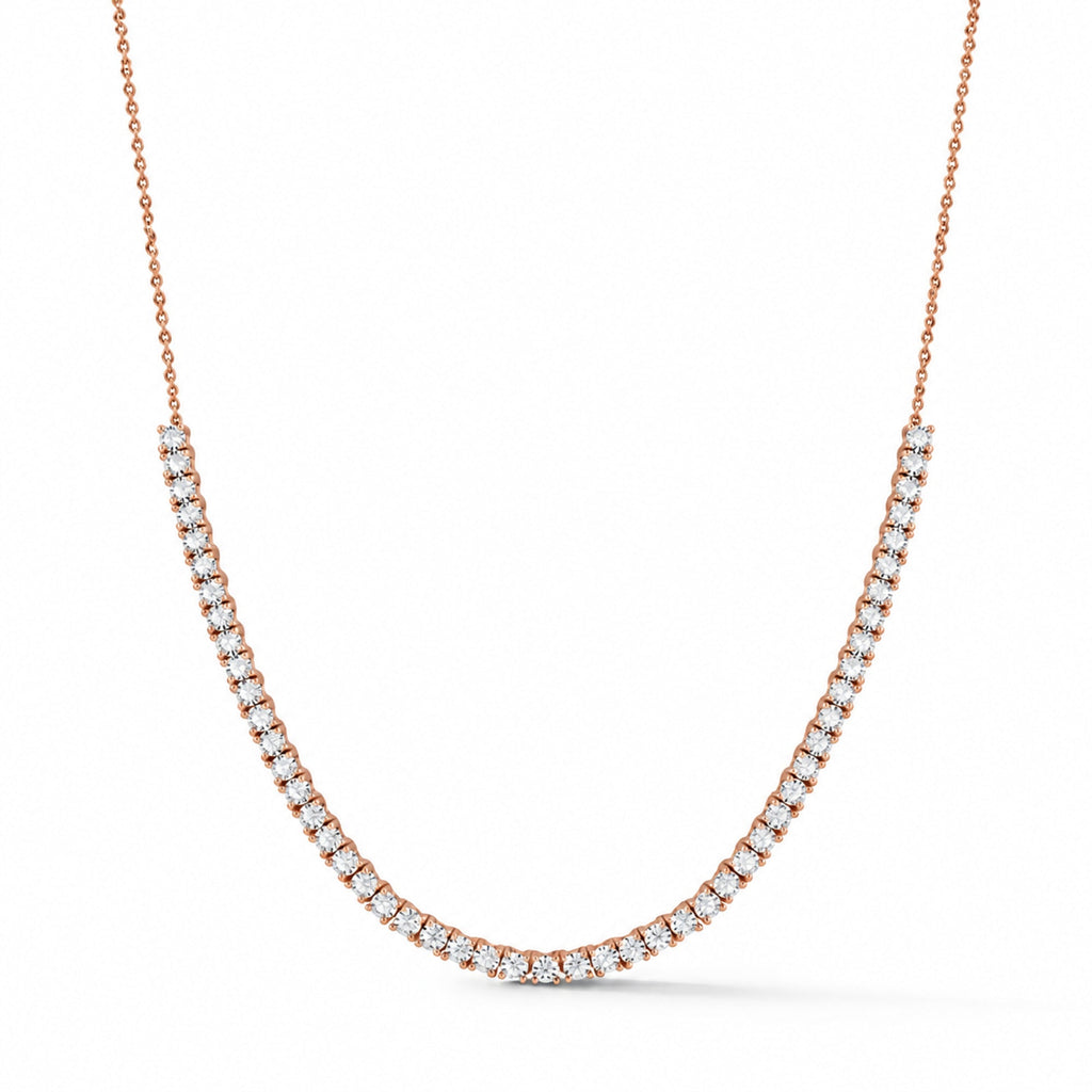 Half tennis necklace in 14K rose gold — main