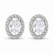 Oval Moissanite & Diamond Stud Earrings 14K White Gold 0.88ct