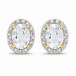 Oval Moissanite & Diamond Stud Earrings 14K Yellow Gold 0.88ct