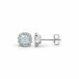 Cushion Natural Aquamarine & Diamond Halo Stud Earrings 14K White Gold 1.10ct