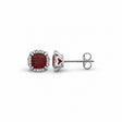Cushion Natural Mozambique Garnet & Diamond Halo Stud Earrings 14K White Gold 1.60ct