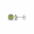 Cushion Natural Peridot & Diamond Halo Stud Earrings 14K White Gold 1.50ct