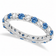 Eternity Lab  Blue & White Diamond Ring Band 14k White Gold (2.50ct)
