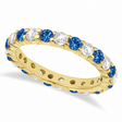 Eternity Lab  Blue & White Diamond Ring Band 14k Yellow Gold (2.50ct)