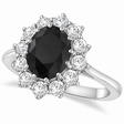 Oval Black & White Diamond Accented Ring 14k White Gold (2.80ctw)