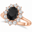 Oval Black & White Diamond Accented Ring 14k Rose Gold (2.80ctw)