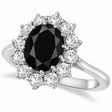Oval Onyx and Diamond Ring 14k White Gold (3.60ctw)