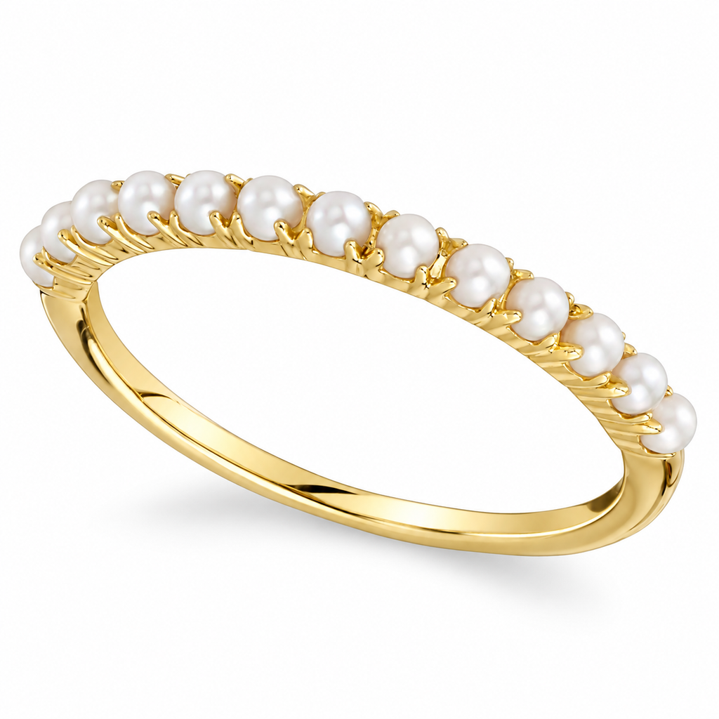 Cultured Pearl Stackable Ring Band 14K Yellow Gold (2mm) — main