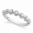 Cultured Pearl Circle Band Ring 14K White Gold (2.5mm)