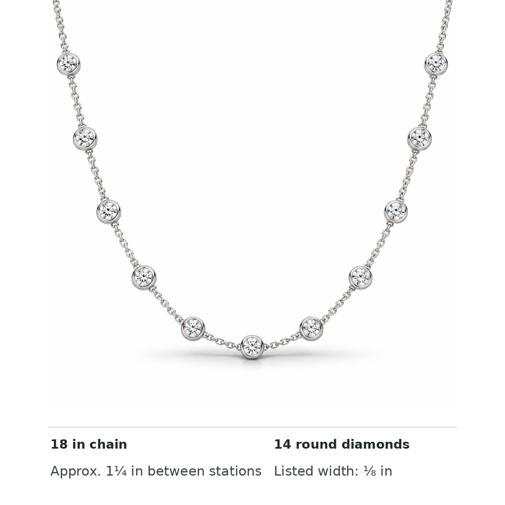 0.75 ctw diamond station necklace 18-inch length 14 diamonds specifications