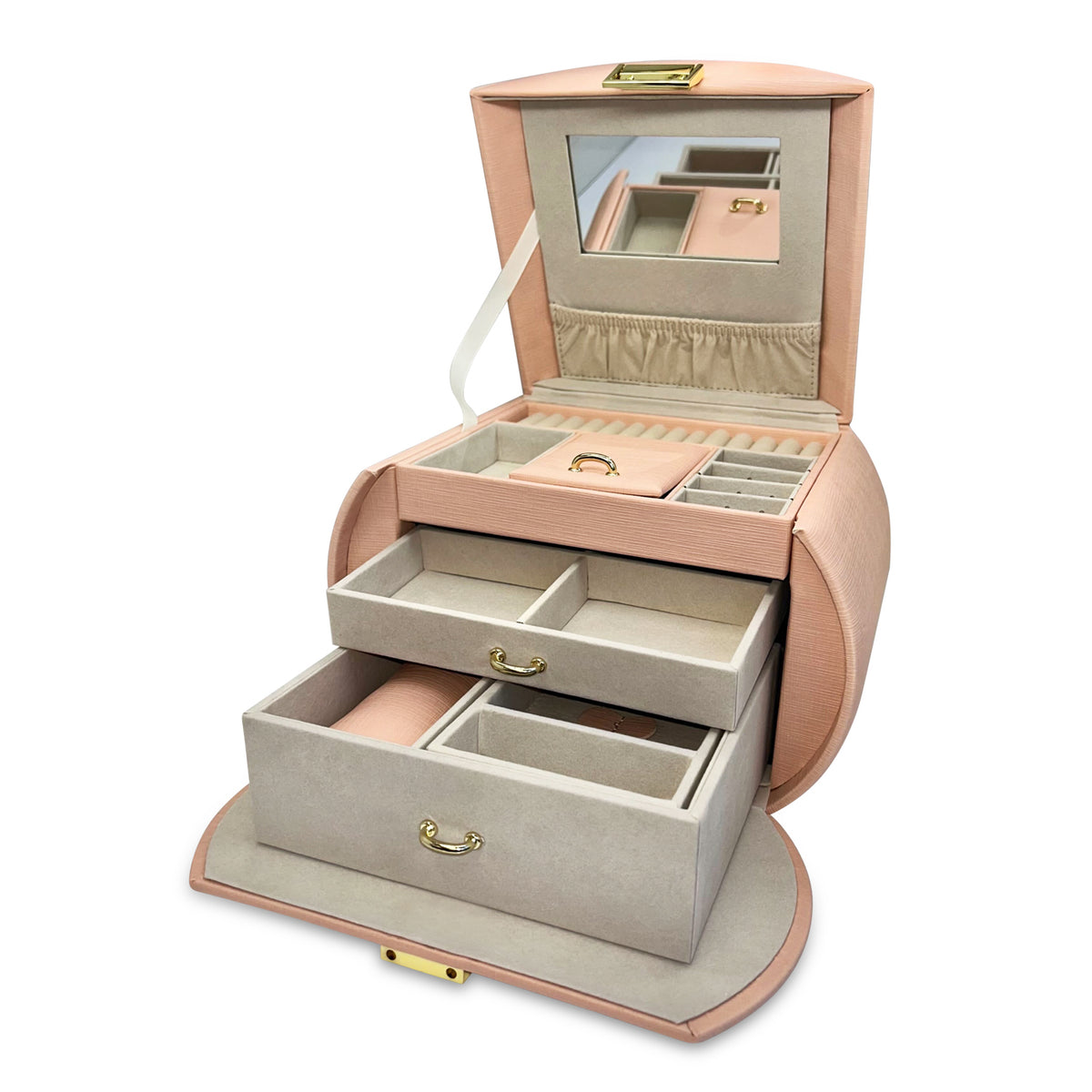 Pink Julry Allurez Pink Multilayer Compartment Jewelry Gift Box
