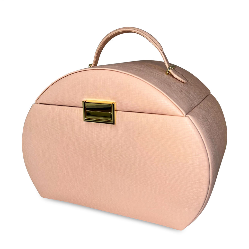 Allurez Pink Vegan Leather Multilayer Compartment Jewelry Box