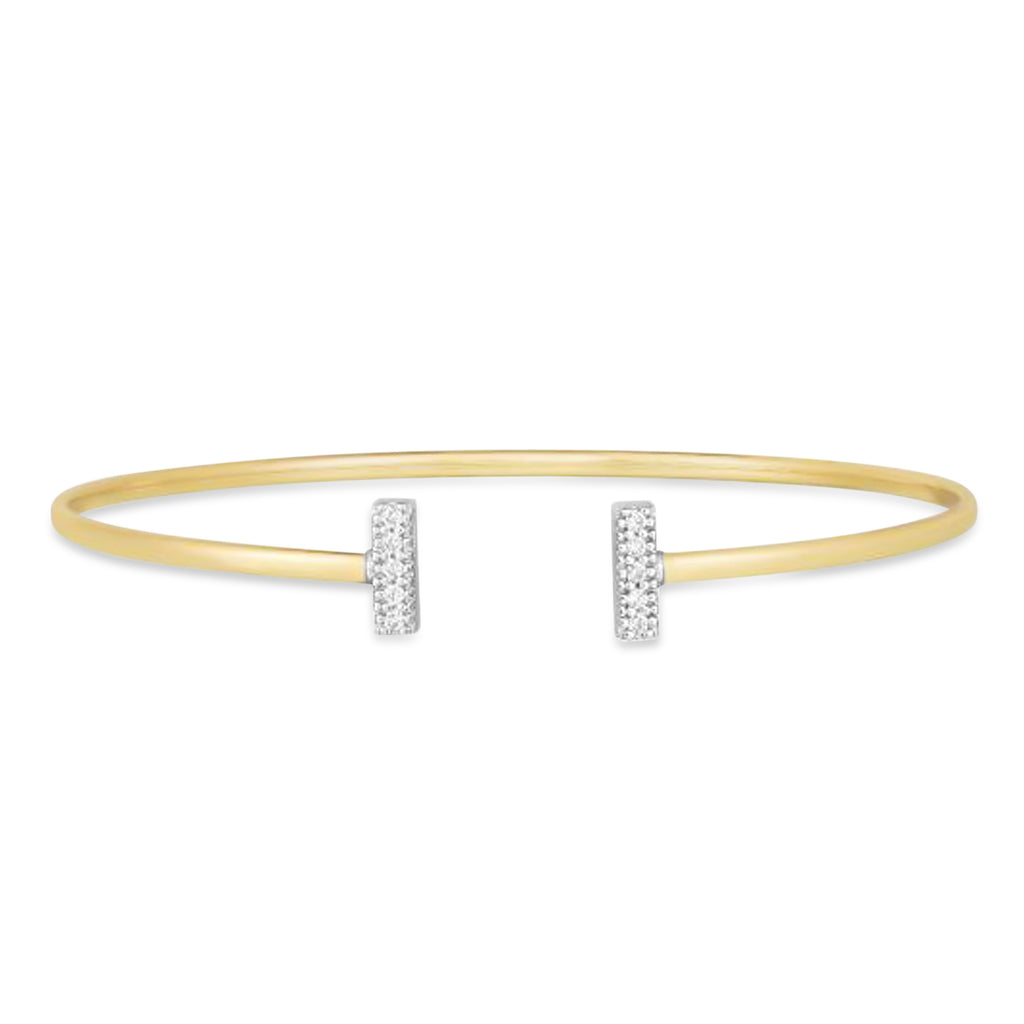 Diamond Tee Bar Bangle Bracelet 14K Yellow Gold (0.08ct)