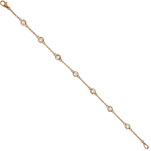 Diamond Station Bracelet Bezel-Set 14K Rose Gold (1.00ct)