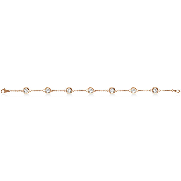 Diamond Station Bracelet Bezel-Set 14K Rose Gold (1.50ct)