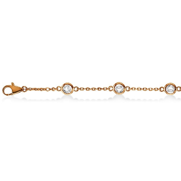 Lab Diamond Station Bracelet Bezel-Set 14K Rose Gold (0.25ct)