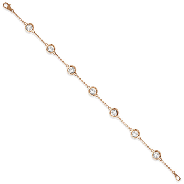 Lab Diamond Station Bracelet Bezel-Set 14K Rose Gold (2.10ct)
