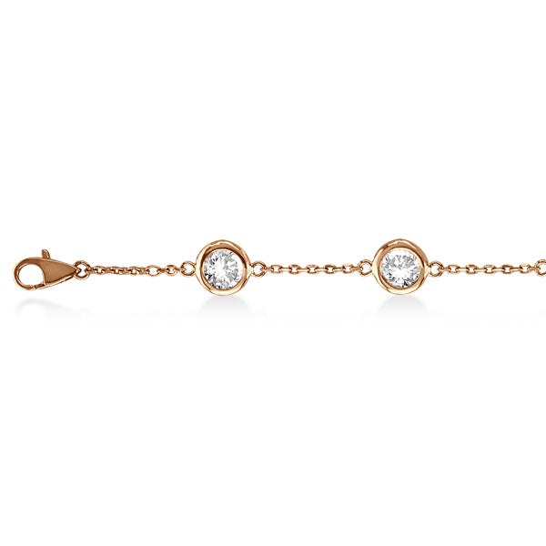 Lab Diamond Station Bracelet Bezel-Set 14K Rose Gold (2.10ct)