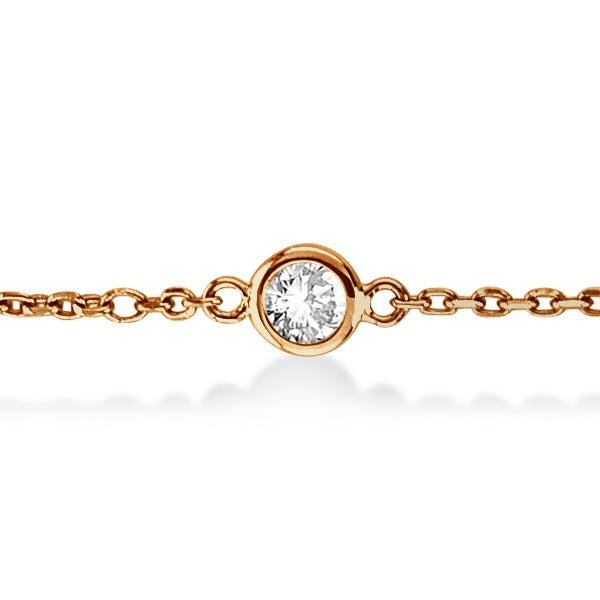 Lab Diamond Station Bracelet Bezel-Set 14K Rose Gold (0.37ct)