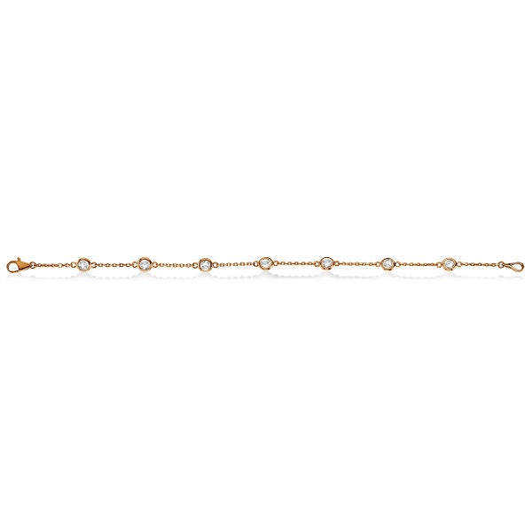 Diamond Station Bracelet Bezel-Set 14K Rose Gold (0.37ct)