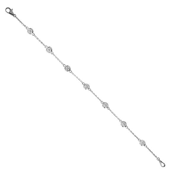 Diamond Anklet Bracelet Bezel Set 14K White Gold (1.00ct)