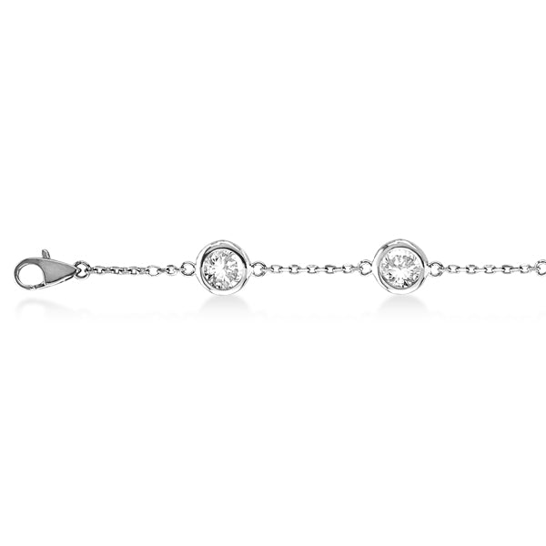 Lab Grown Diamond Station Bracelet Bezel-Set 14K White Gold (1.50ct)