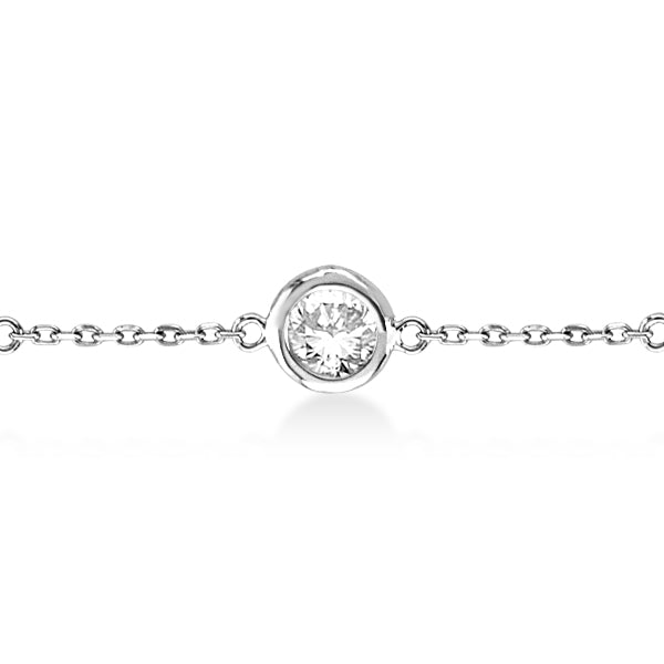 Lab Grown Diamond Station Bracelet Bezel-Set 14K White Gold (1.50ct)