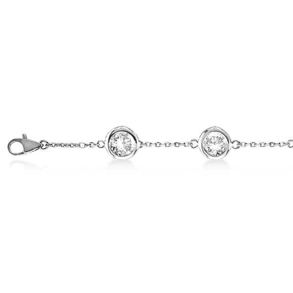 Lab Grown Diamond Station Bracelet Bezel-Set 14K White Gold (2.10ct)
