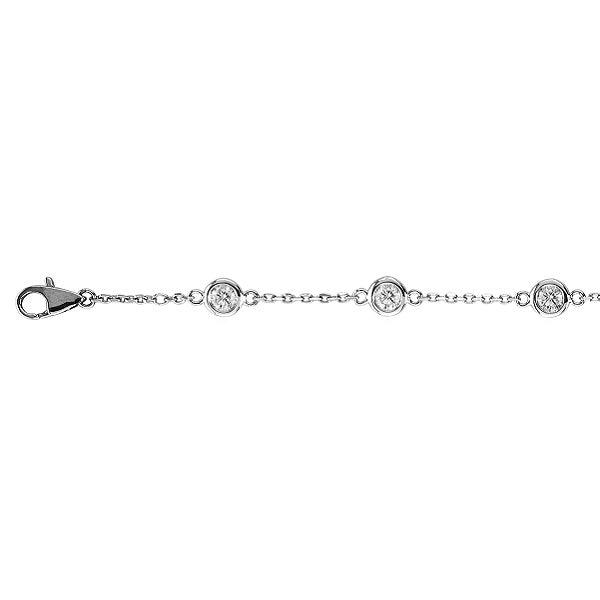 Lab Diamond Anklet Bracelet Bezel Set 14K White Gold (0.37ct)