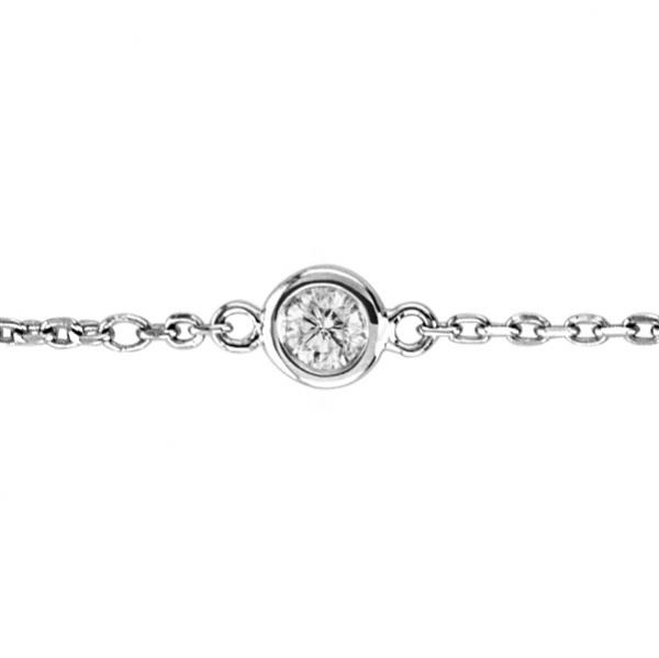Lab Diamond Anklet Bracelet Bezel Set 14K White Gold (0.37ct)