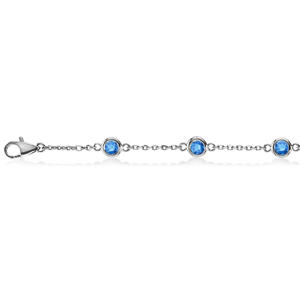 Fancy Blue Diamond Station Bracelet Beze-Sett 14K White Gold (0.25ct)